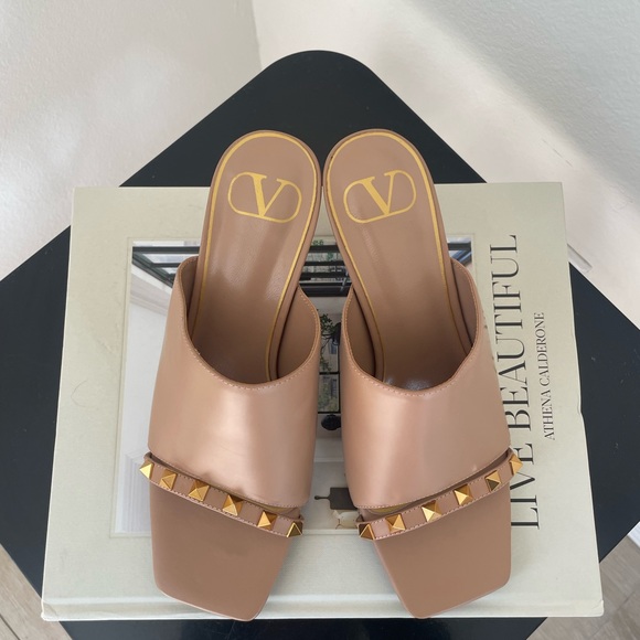 Valentino Rockstud Tower-Heel Mule Sandals - Picture 4 of 8